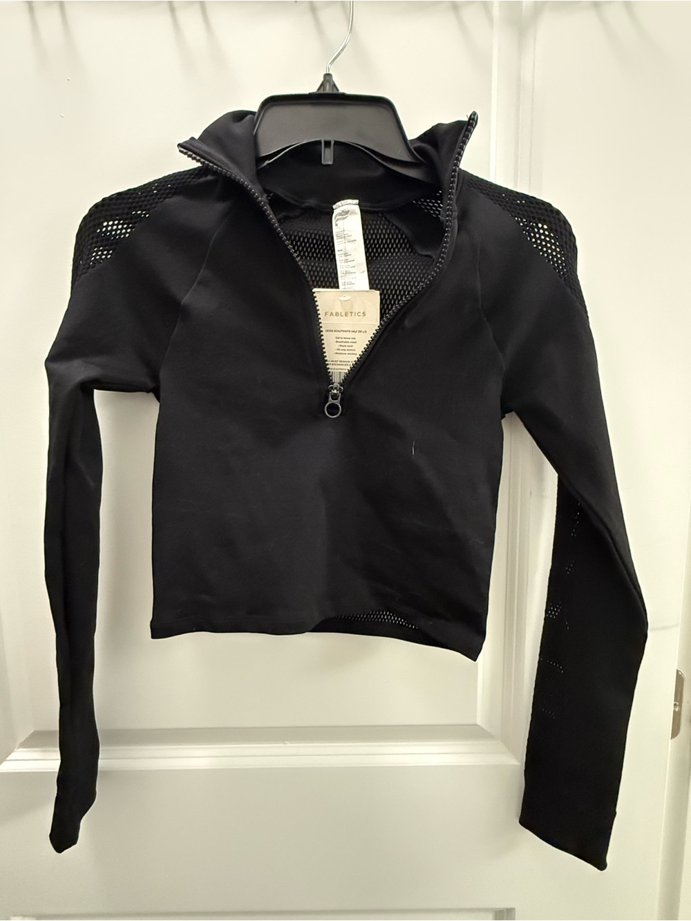 Fabletics Black Cropped Long-Sleeve Half-Zip Active Top